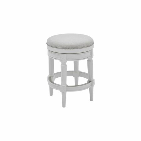 GFANCY FIXTURES 25.5 in. Counter Height Round Counter Stool Alabaster White Fabric GF3093986